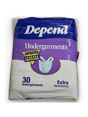 Depend Undergarments Adult Diapers 30 ct Extra Absorbancy Buttons Vintage 1996